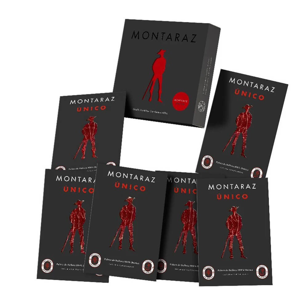 Montaraz Único - Caja de regalo de Paleta de Bellota 100% Ibérica loncheada (6 sobres de 100g)