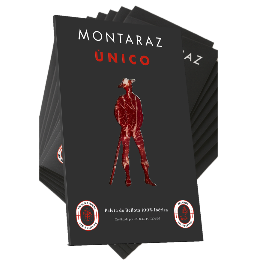 Montaraz Único - Paleta de bellota 100% ibérica loncheada (25 sobres de 100g) - Imagen 2